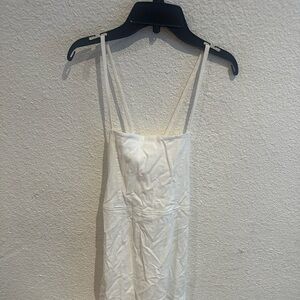 Ladies midi/ivory color linen lace back style dress